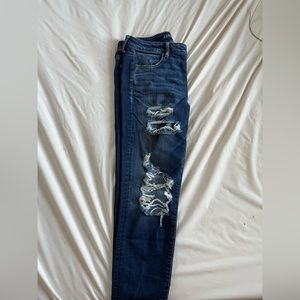 Size 14 long American Eagle super stretch dark wash ripped jeans